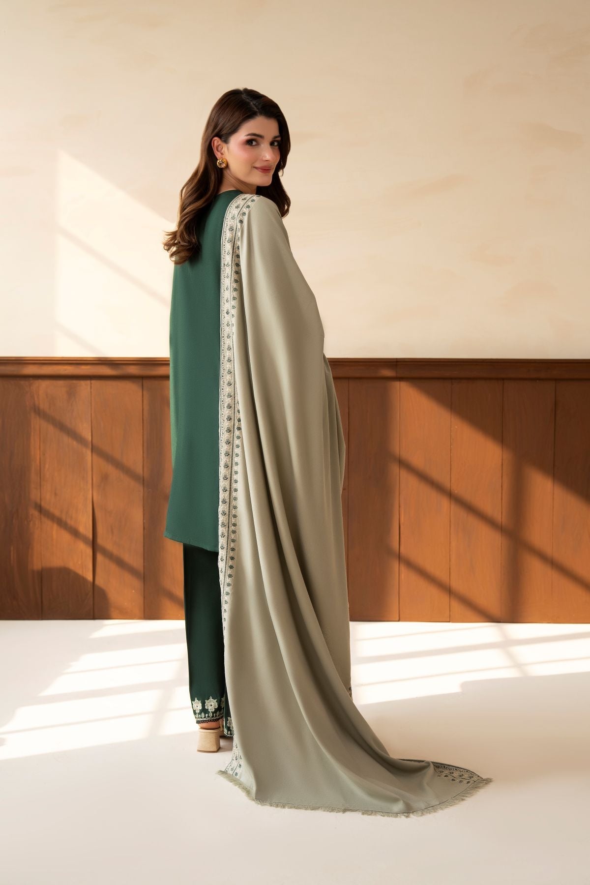 Naaz – deep forest green embroidered 3-piece suit | Samara Collection