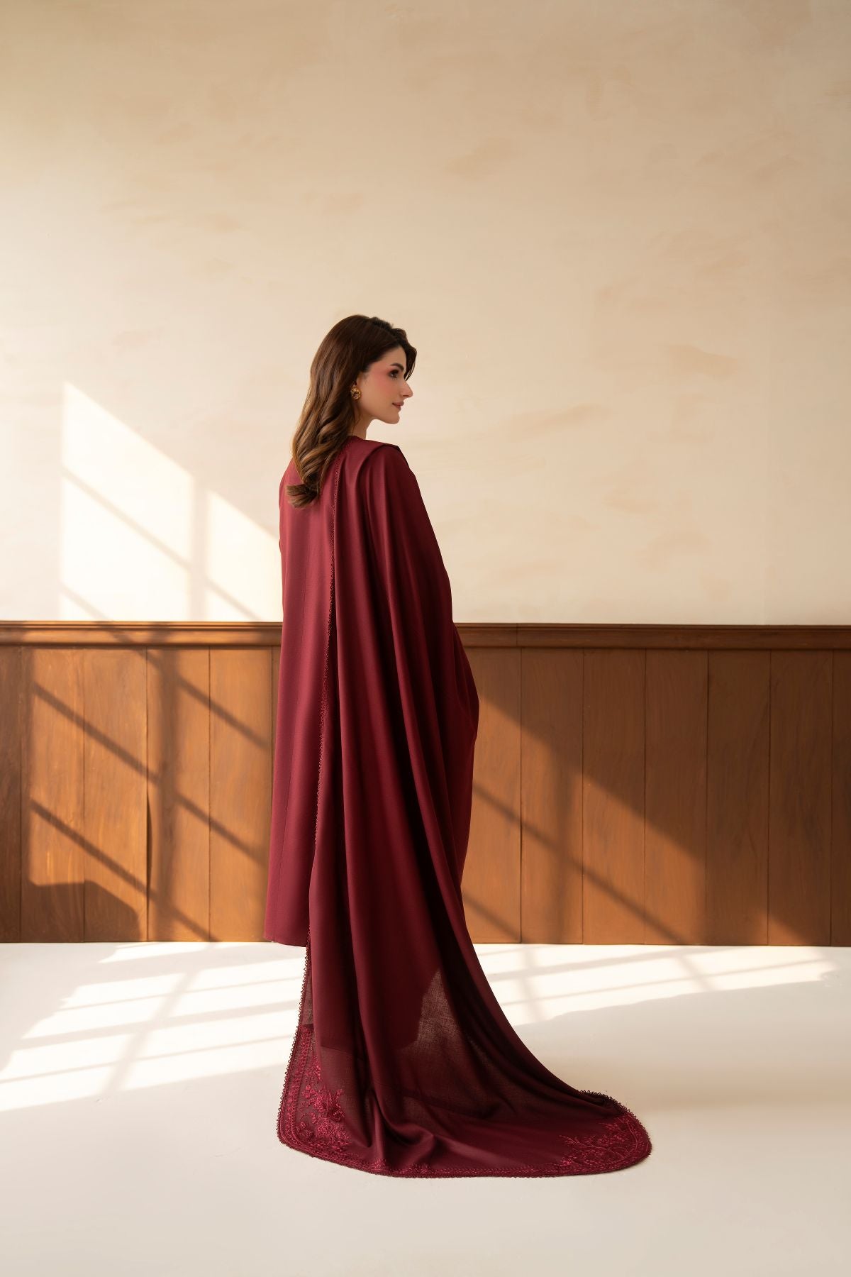 Gulnaar – deep maroon embroidered 3-piece suit | Samara Collection