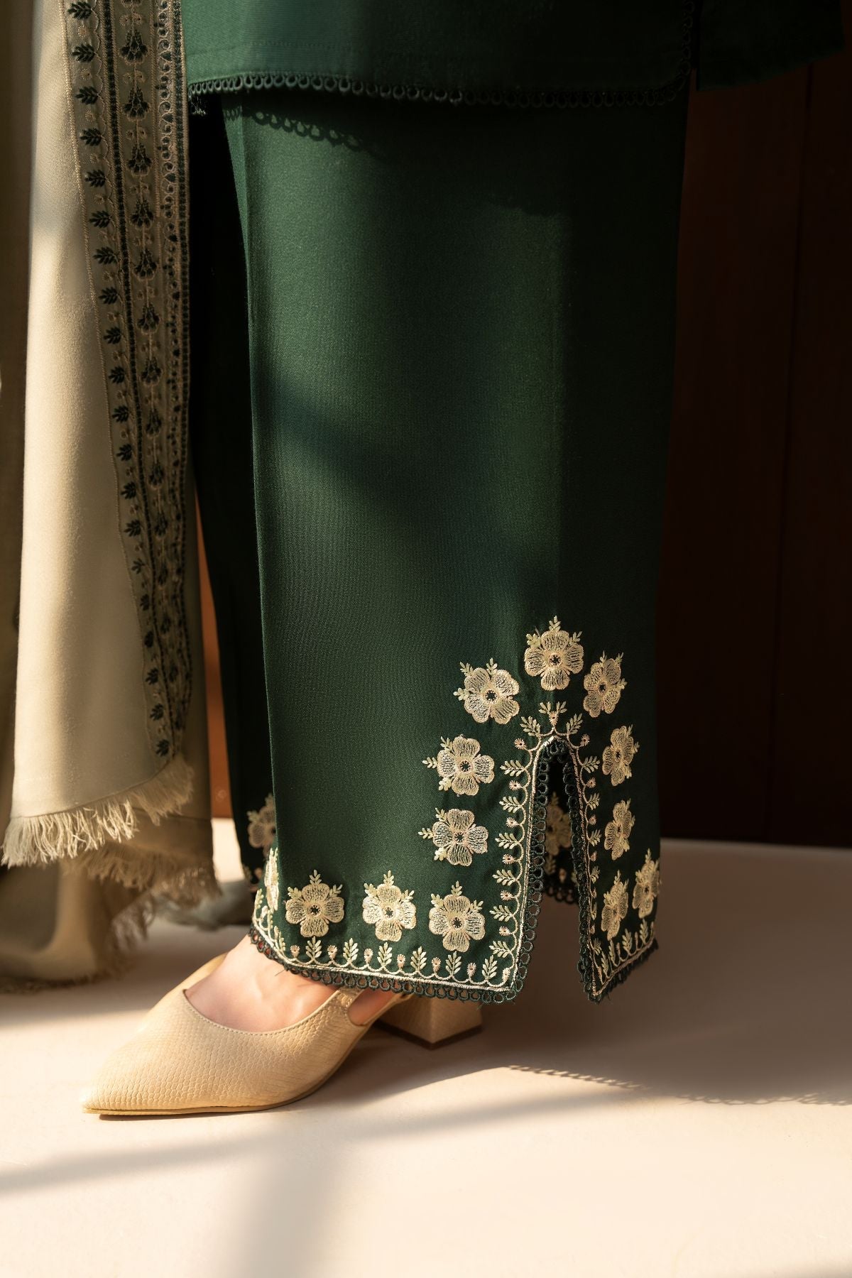 Naaz – deep forest green embroidered 3-piece suit | Samara Collection