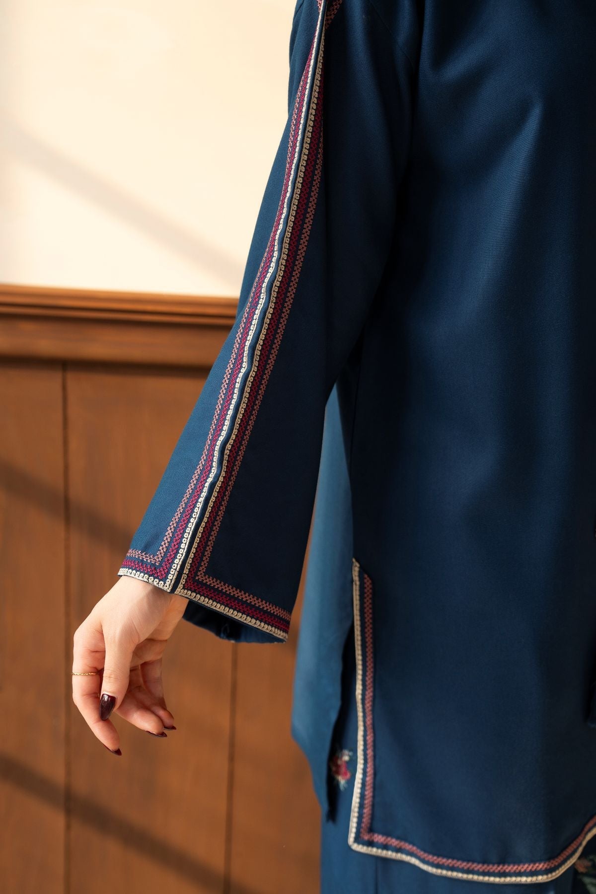 Ayla – deep teal blue embroidered 2-piece suit | Samara Collection