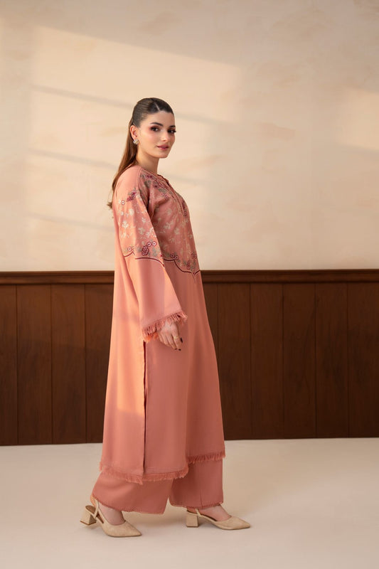 Shafaq – dusty-rose embroidered 2-piece suit | Samara Collection