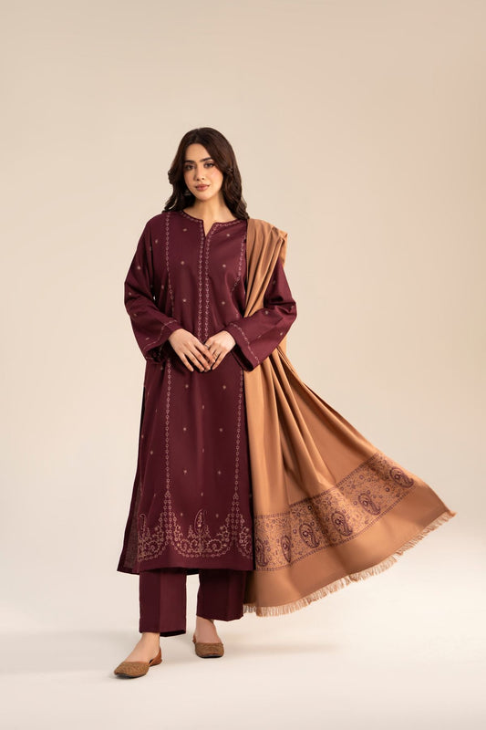 Samira – rich burgundy embroidered 3-piece suit | Samara Collection